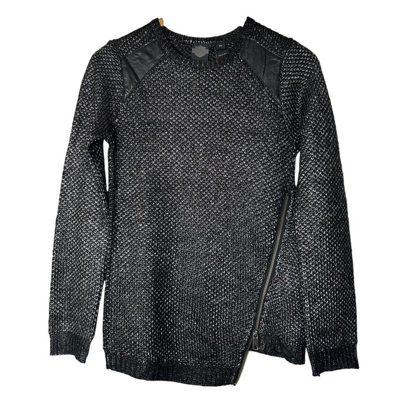 Harley-Davidson Sweaters - Harley Davidson‎ Sweater Size XS Black Knit Pullover with Leather Moto